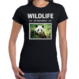 Panda t-shirt met dieren foto wildlife of the world zwart voor dames