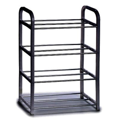 Metalen schoenenrek/schoenenstandaard 4-laags zwart 40 x 19 x 56 cm