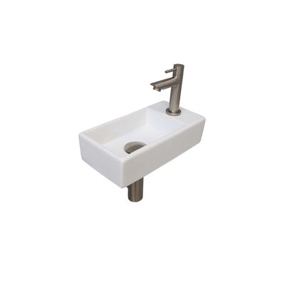 INK Versus Fonteinset - 36x18x9cm - wasbak links - porselein Glans wit/Brushed nickel 1805366