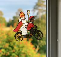Sint en piet op fiets muursticker