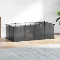 VidaXL Dierenhok klein 144x74x46,5 cm polypropeen en staal zwart
