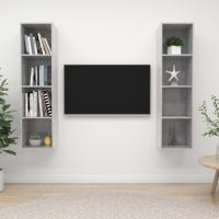 Tv-wandmeubelen 2 st spaanplaat betongrijs