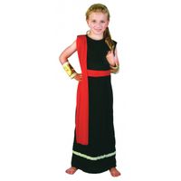Romeins gewaad zwart rood voor meisjes 152 - 10-12 jr  - - thumbnail
