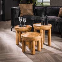 LifestyleFurn Ronde Salontafel Arnetra Set van 3 stuks, Acaciahout - Massief acacia naturel - thumbnail