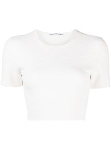 Alexander Wang t-shirt crop à motif monogrammé en jacquard - Blanc