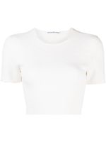 Alexander Wang t-shirt crop à motif monogrammé en jacquard - Blanc