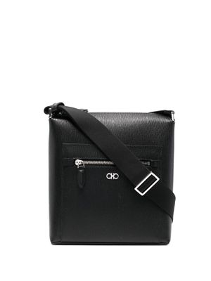 Ferragamo sacoche en cuir à plaque logo - Noir