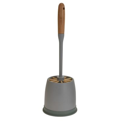 Toiletborstel grijs met houder kunststof 35 cm