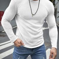 Bon&Bon ModaGents Herren Langarmshirt - Waffelstrick in Armeegrün Weiss / M