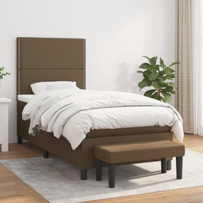 Boxspring met matras stof donkerbruin 90x200 cm