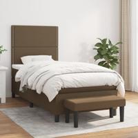 Boxspring met matras stof donkerbruin 90x200 cm