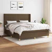 Boxspring met matras stof donkerbruin 180x200 cm