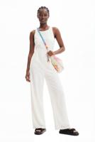 Lange jumpsuit met borduursel en kant - WHITE - XL