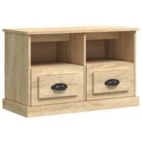 The Living Store Tv-meubel 80x35x50 cm bewerkt hout sonoma eikenkleurig - Kast - thumbnail