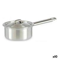 Sauspan met deksel Kinvara 100017 100017 Zilverkleurig Aluminium Ø 12 cm 600 ml 0,6 L 14 x 8 x 26 cm (10 Stuks)