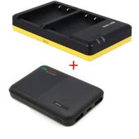 Powerpakket Deluxe: BLS-5 duo oplader + 5000mAh Powerbank voor 2 Olympus accu's BLS-5