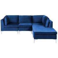 Beliani EVJA - Modulaire Sofa-Blauw-Fluweel - thumbnail