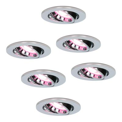 Set van 6 Maya - Smart inbouwspot - IP20 voor binnen - 5,5 Watt 345 Lumen - Kantelbaar - Wifi + Bluetooth - RGBWW - GU10 - Google Home, Amazon Alexa en Siri - Chroom