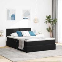 Opslag bed met matras met hoofdeinde Zwart 140 x 200 cm Fluweel
