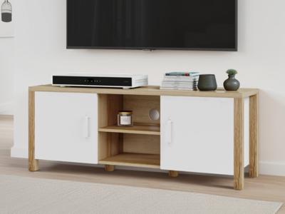 Tv-meubel OLIANNE 2 deuren natuurlijke eik/wit