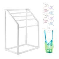 VEVOR Handdoekhouder met 5 handdoekstangen, vrijstaand, handdoekhouder voor spa en zwembad, 94 x 60 x 127 cm, wit, draagvermogen 25 kg, handdoekhouder van PVC met 8 handdoekklemmen en 1 haak