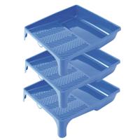 Verfbak voor verfrollers/lakrollers - 3x stuks - 31 x 35 cm - blauw - tot rollers van 25 cm - verfsp