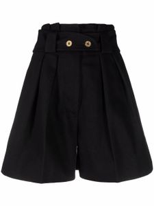 Patou short taille-haute à détails plissés - Noir
