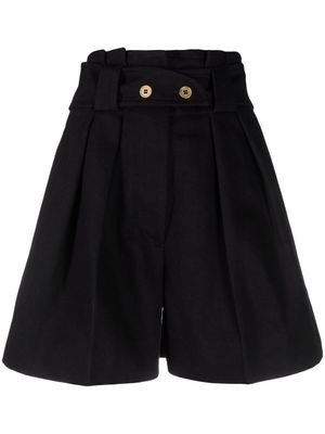Patou short taille-haute à détails plissés - Noir