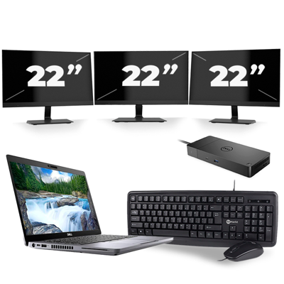 Dell Latitude 5410 - Intel Core i7-10e Generatie - 14 inch - 16GB RAM - 256GB SSD - Windows 11 + 3x 22 inch Monitor