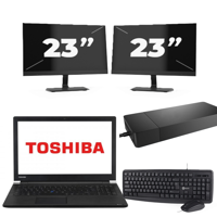 Dynabook Satellite Pro A50-EC - Intel Core i3-8e Generatie - 15 inch - 8GB RAM - 256GB SSD - Windows 11 Home + 2x 23 inch Monitor