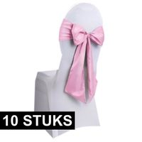 10x Bruiloft stoel decoratie lichtroze strikken - thumbnail