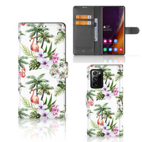 Samsung Galaxy Note20 Ultra Telefoonhoesje met Pasjes Flamingo Palms - thumbnail