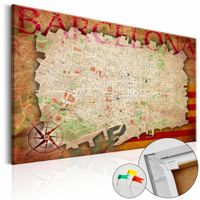 Afbeelding op kurk - Kaart van Barcelona, Multikleur , 1luik