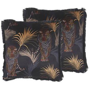 Beliani-RAMTEK -Sierkussen set van 2-Zwart-45 x 45 cm-Polyester