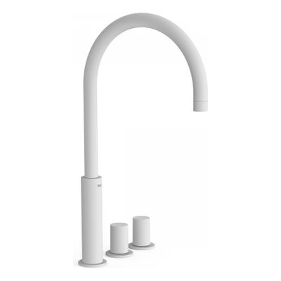 Wastafelkraan Tres Study | Opbouw | Draaibare uitloop | Mengkraan | Hoog model | 2-knops | Rond | Wit mat
