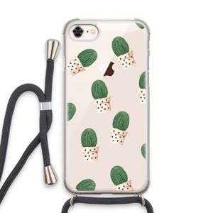 Cactusprint roze: iPhone 8 Transparant Hoesje met koord
