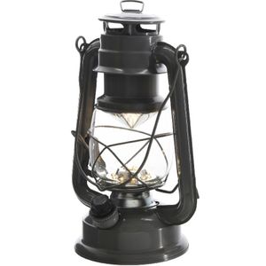 Stormlantaarn - LED licht - antraciet grijs - 24 cm - Campinglamp/campinglicht