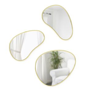 Umbra Hubba spiegel 30x25x1cm en 28x14x1cm set van 3 goud 1018566-104