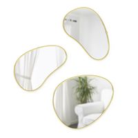 Umbra Hubba spiegel 30x25x1cm en 28x14x1cm set van 3 goud 1018566-104