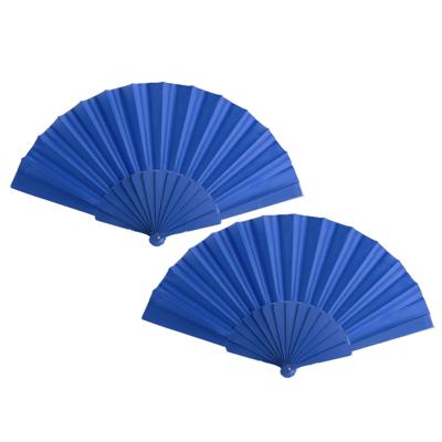 Spaanse Handwaaier - 2x stuks - blauw - 23 x 43 cm - Verkoeling waaiers voor zomerse themperatuur