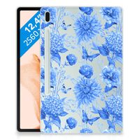 Siliconen Hoesje voor Samsung Galaxy Tab S7FE Flowers Blue