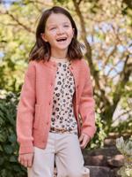 Vestje voor meisjes van fijn, schuimig breisel koraal