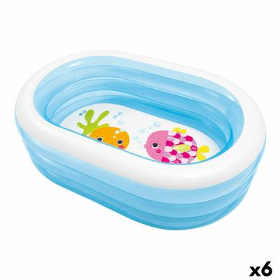Opblaasbaar Kinderzwembad Intex Ovaalvormig Blauw Wit 230 L 163 x 46 x 107 cm (6 Stuks)
