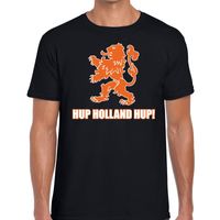 Nederland supporter t-shirt Hup Holland Hup zwart voor heren - thumbnail