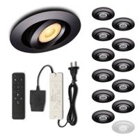 Set LED-inbouwspot met afstandsbediening Piccolo zwart 3W dimbaar 1-12 stuks