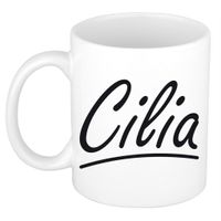 Cilia voornaam kado beker / mok sierlijke letters - gepersonaliseerde mok met naam   - - thumbnail