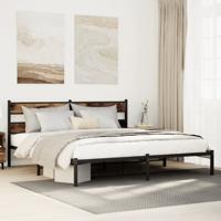 Bedframe zonder matras metaal gerookt eikenkleurig 183x213 cm