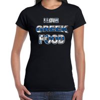 I love Greek food t-shirt zwart voor dames - thumbnail