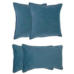 Bank/sierkussens huiskamer Sophia - set 4x stuks - Blauw - polyester - met rits - In 2 formaten