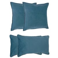 Bank/sierkussens huiskamer Sophia - set 4x stuks - Blauw - polyester - met rits - In 2 formaten - thumbnail